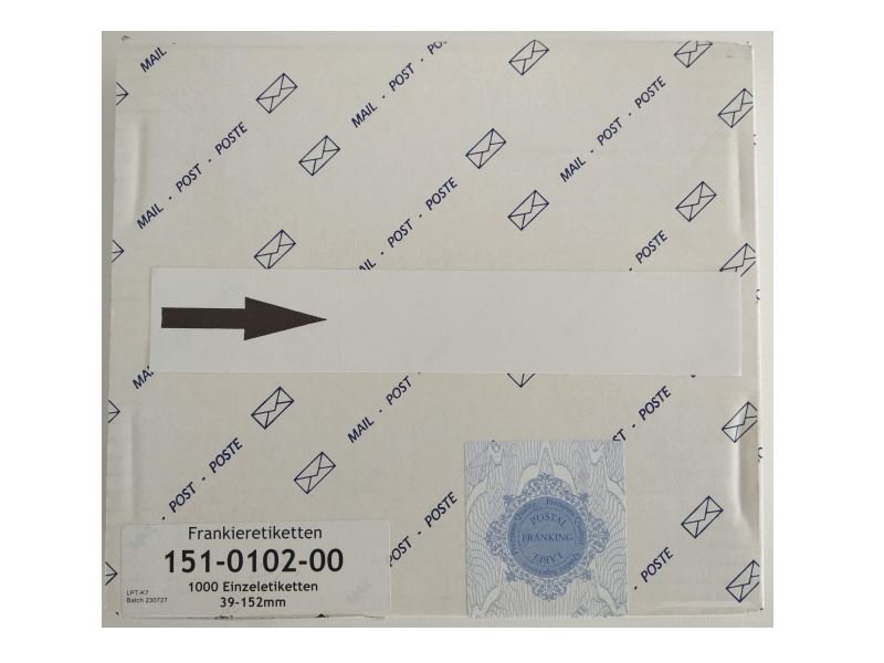 Frankieretiketten Quadient IJ / IS / IN Modellreihe | 152 x 39mm | 1.000 Etiketten